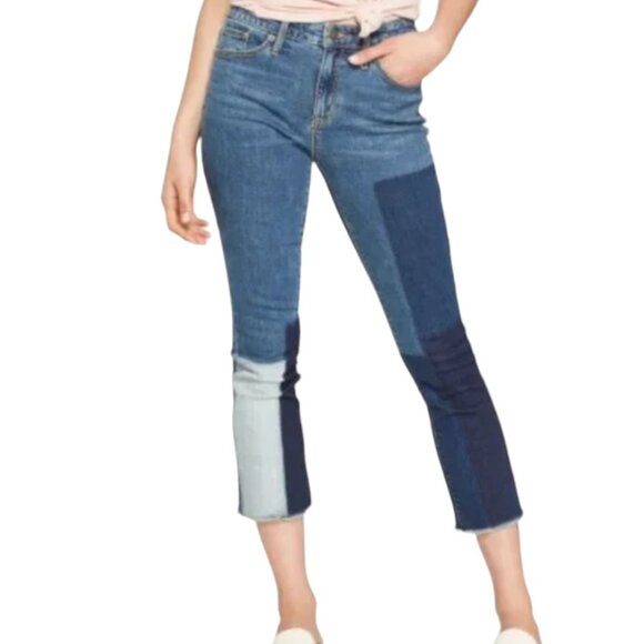 UNIVERSAL THREAD Patchwork Crop Denim Jeans Jean - size 0/25 - Picture 1 of 5